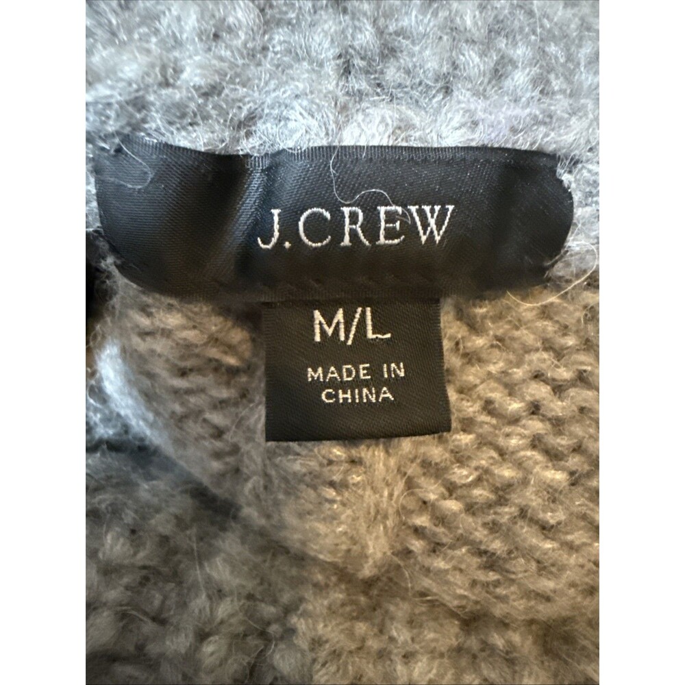 J.Crew Alpaca Merino Wool Blend Turtleneck Poncho Cape Sweater Gray M/L - Picture 6 of 11